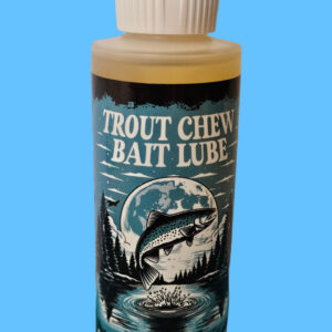 Trout bait lube bottle labeled garlic